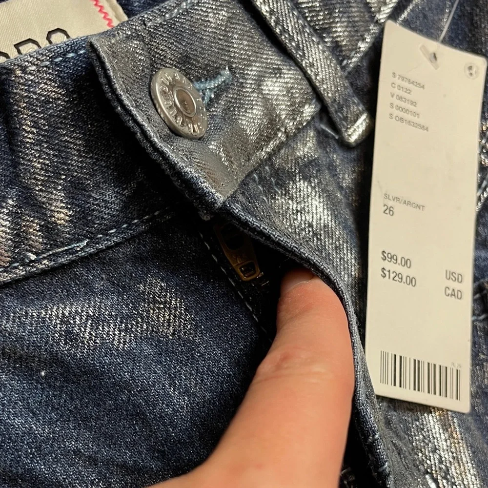 NWT Urban Outfitters Cowboy Jeans Size 26 2 Metallic Denim High Rise Straight
